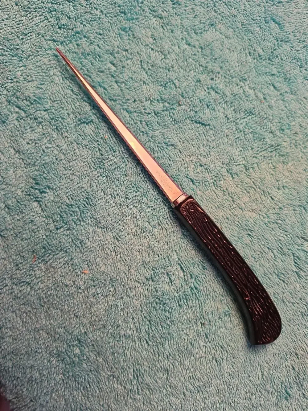 Vintage Letter Opener IDL No 98 Stainless Steel Black Handle Serrated